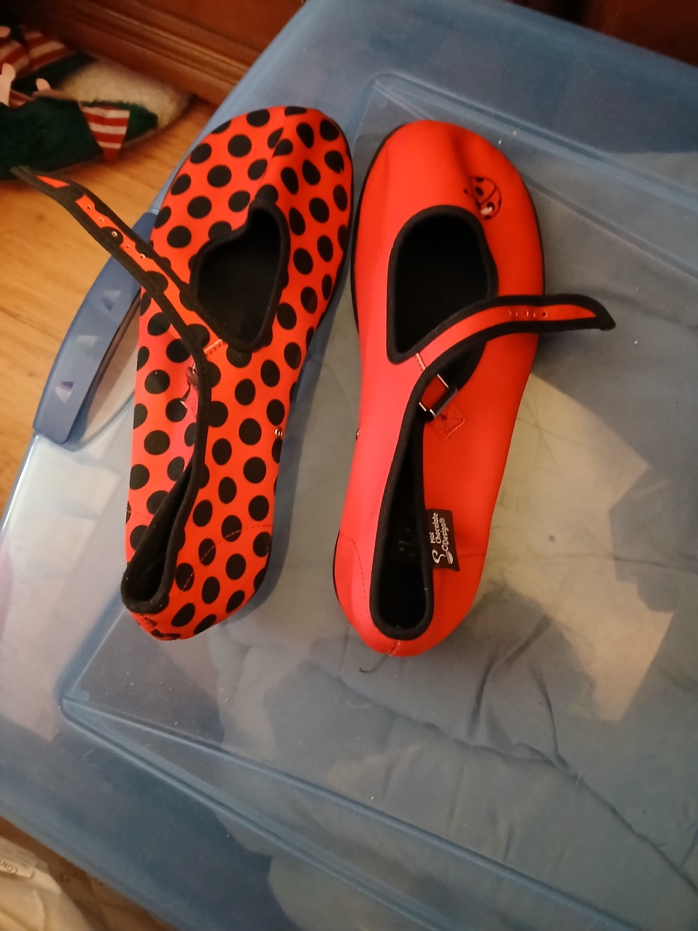 Red Womens Ladybug Mary Jane Dress Shoes with Black Accents Never worn